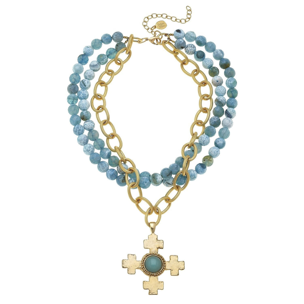 Quad Cross Multi-Strand Agate Necklace