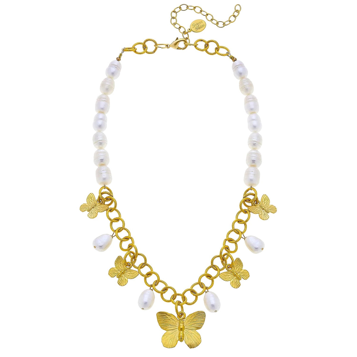 Butterfly & Freshwater Pearl Charm Necklace