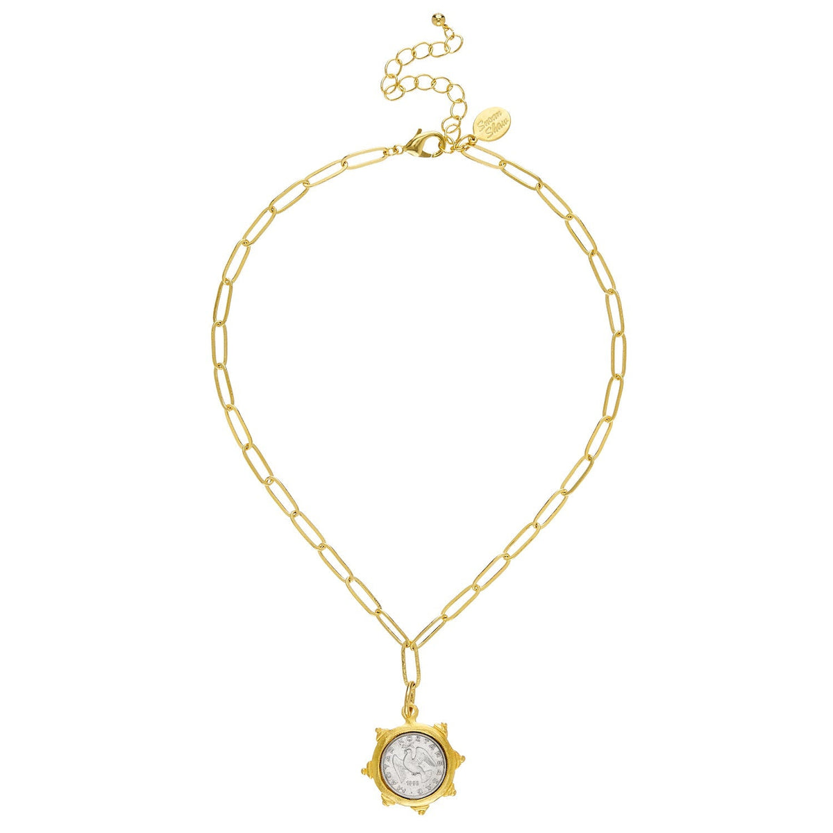 Dove Coin Paperclip Necklace