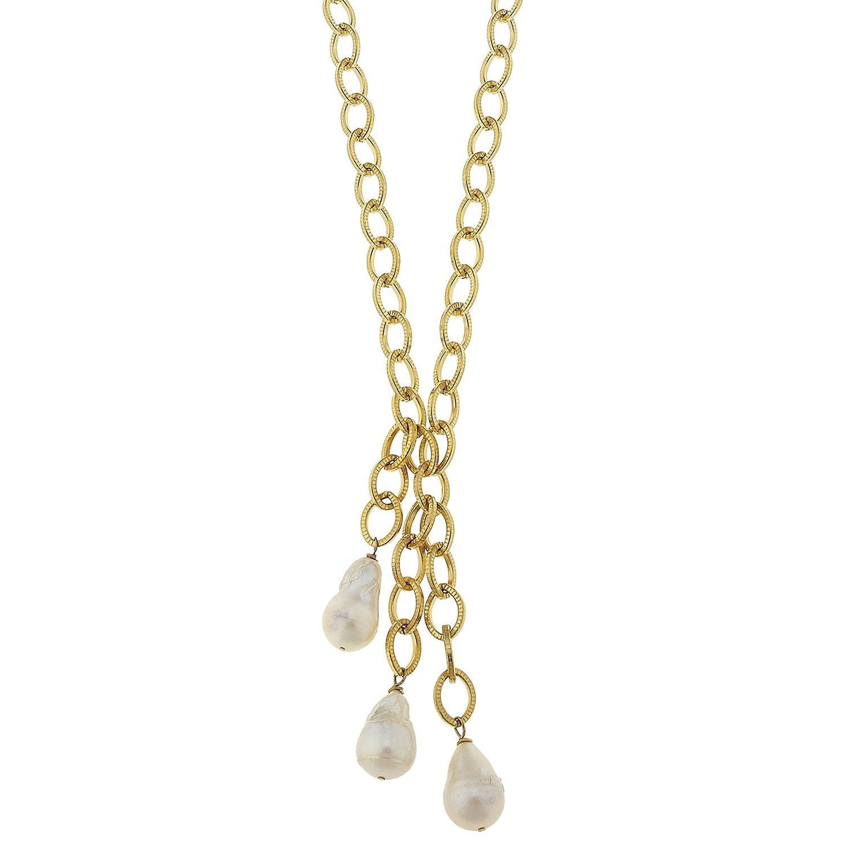Long Baroque Pearl Chain Necklace