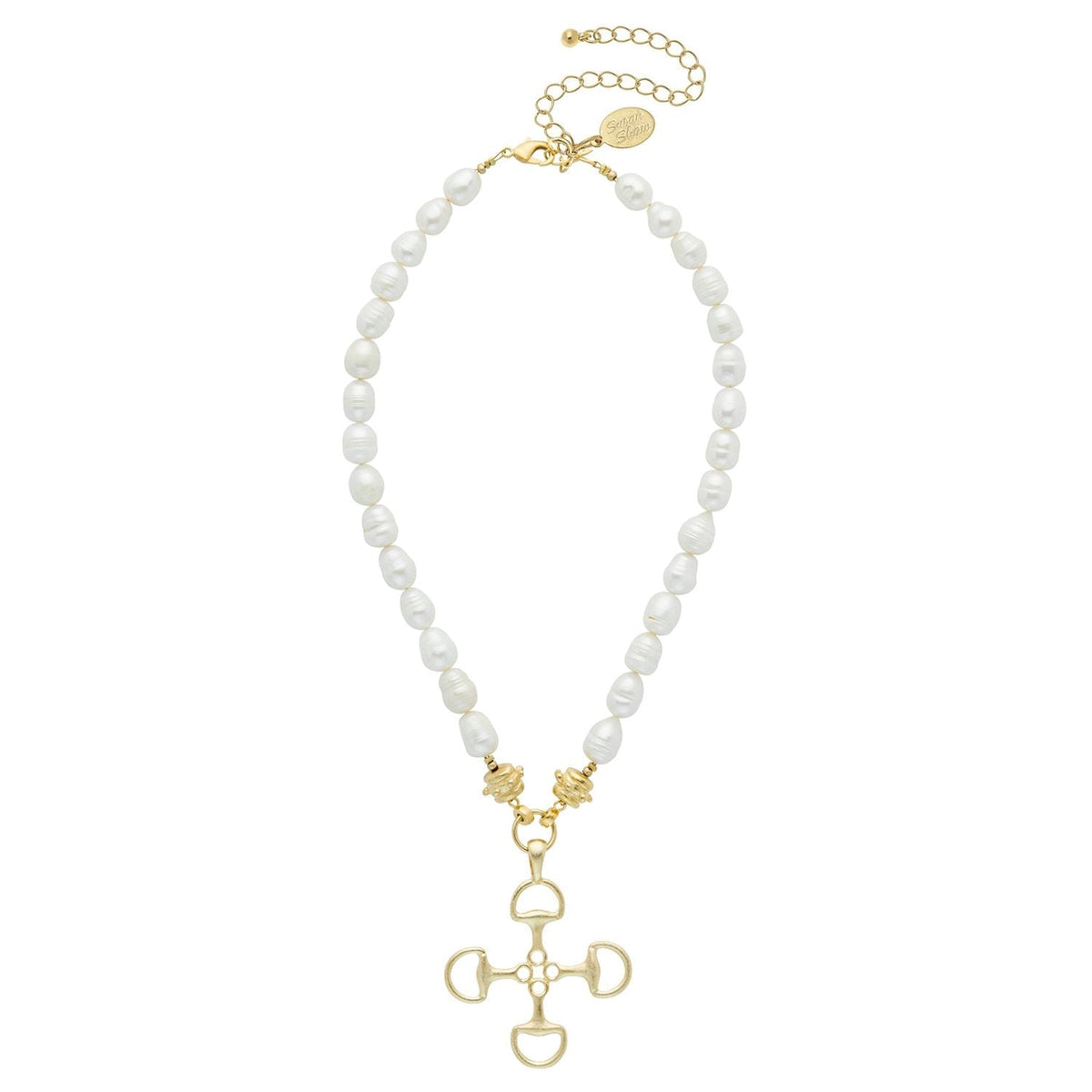 Horse Bit Cross Pearl Necklace