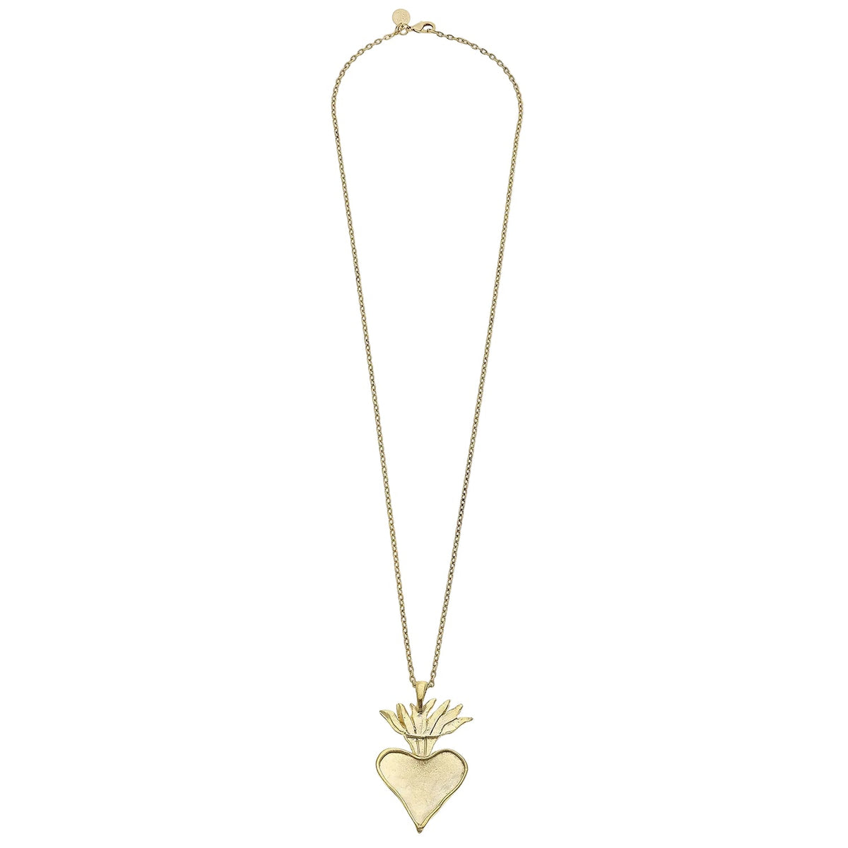Long Flaming Heart Chain Necklace