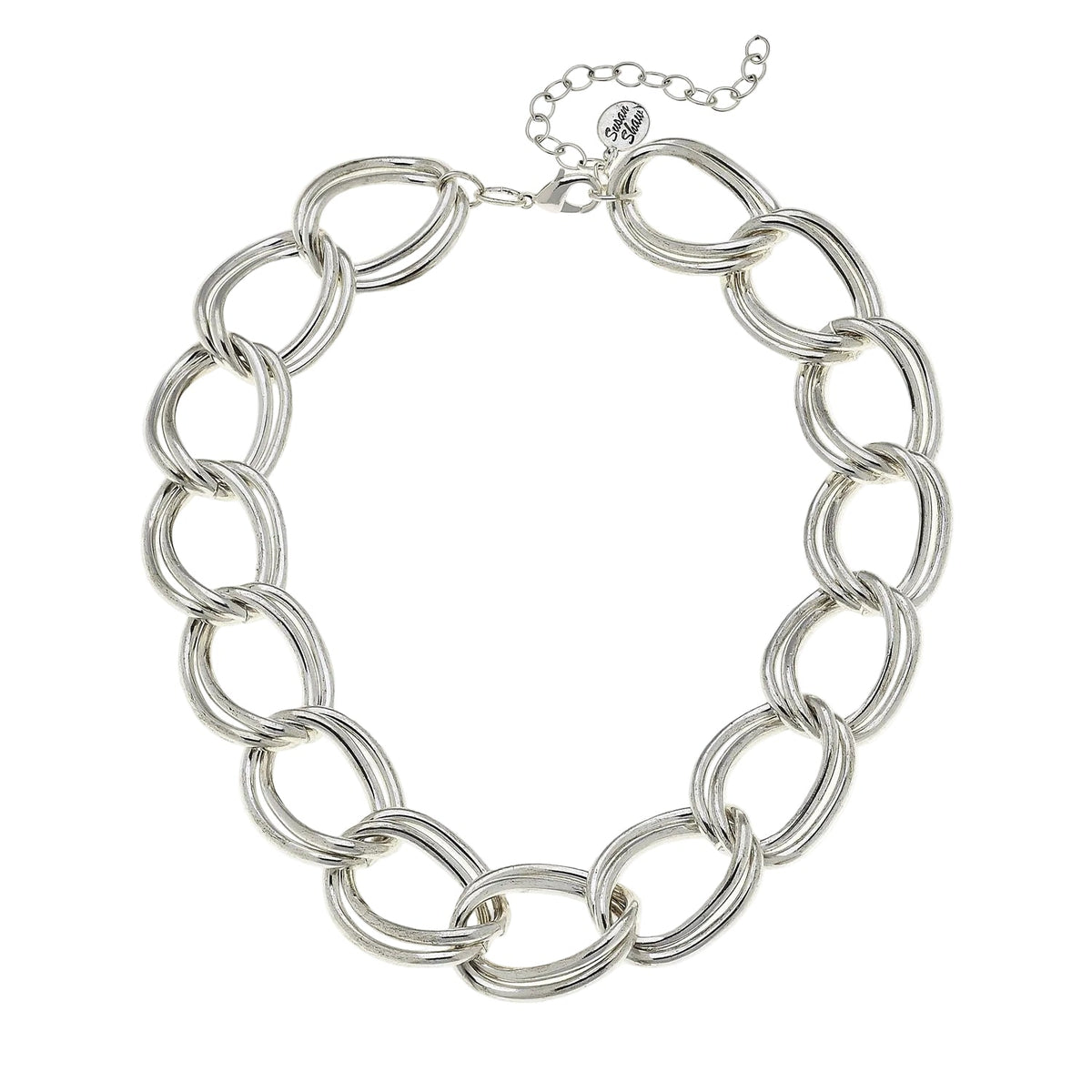 Silver Smooth Double Loop Chain Necklace