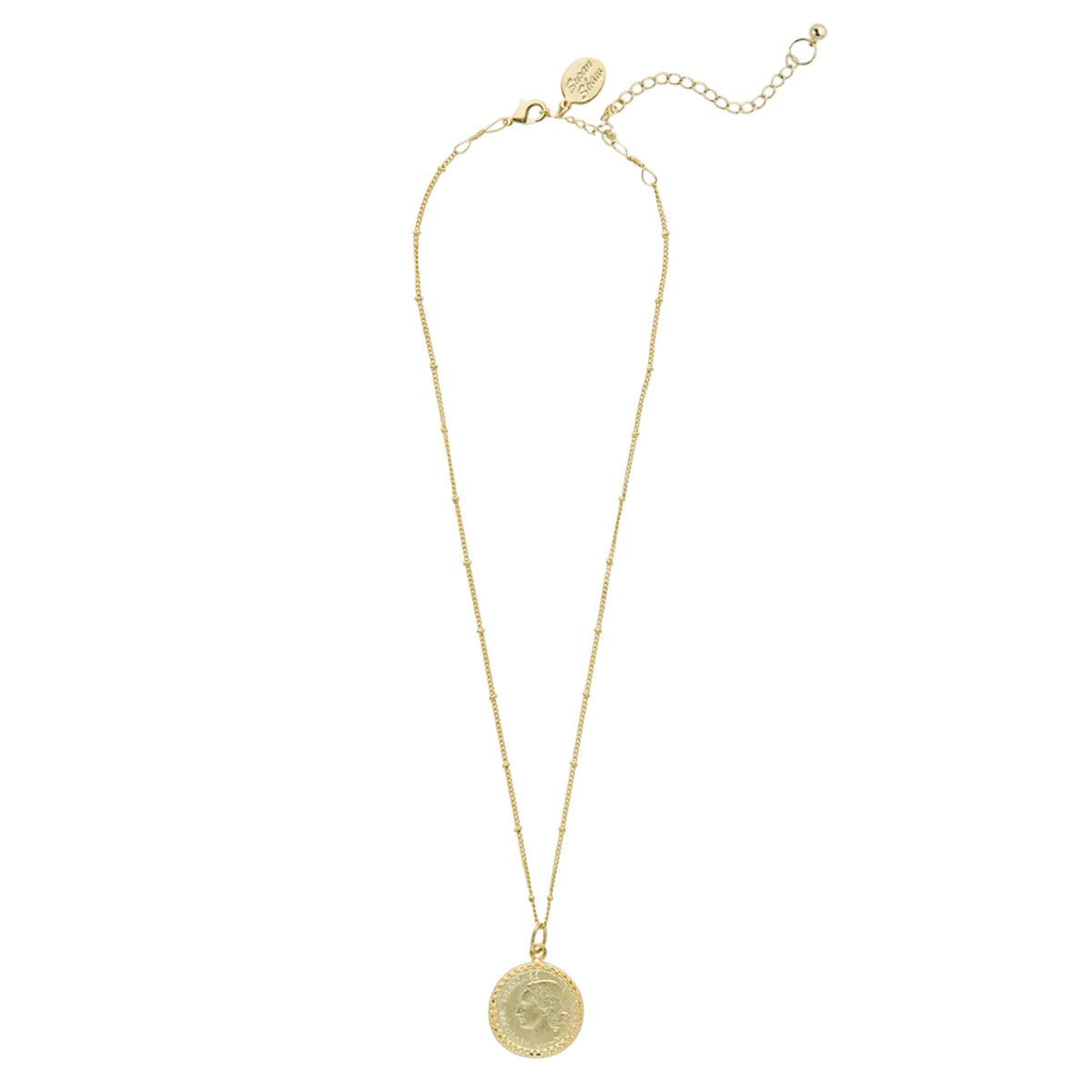 Long Mixed Metal Coin Pendant Necklace