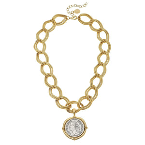 Mixed Metal Franc Chain Necklace