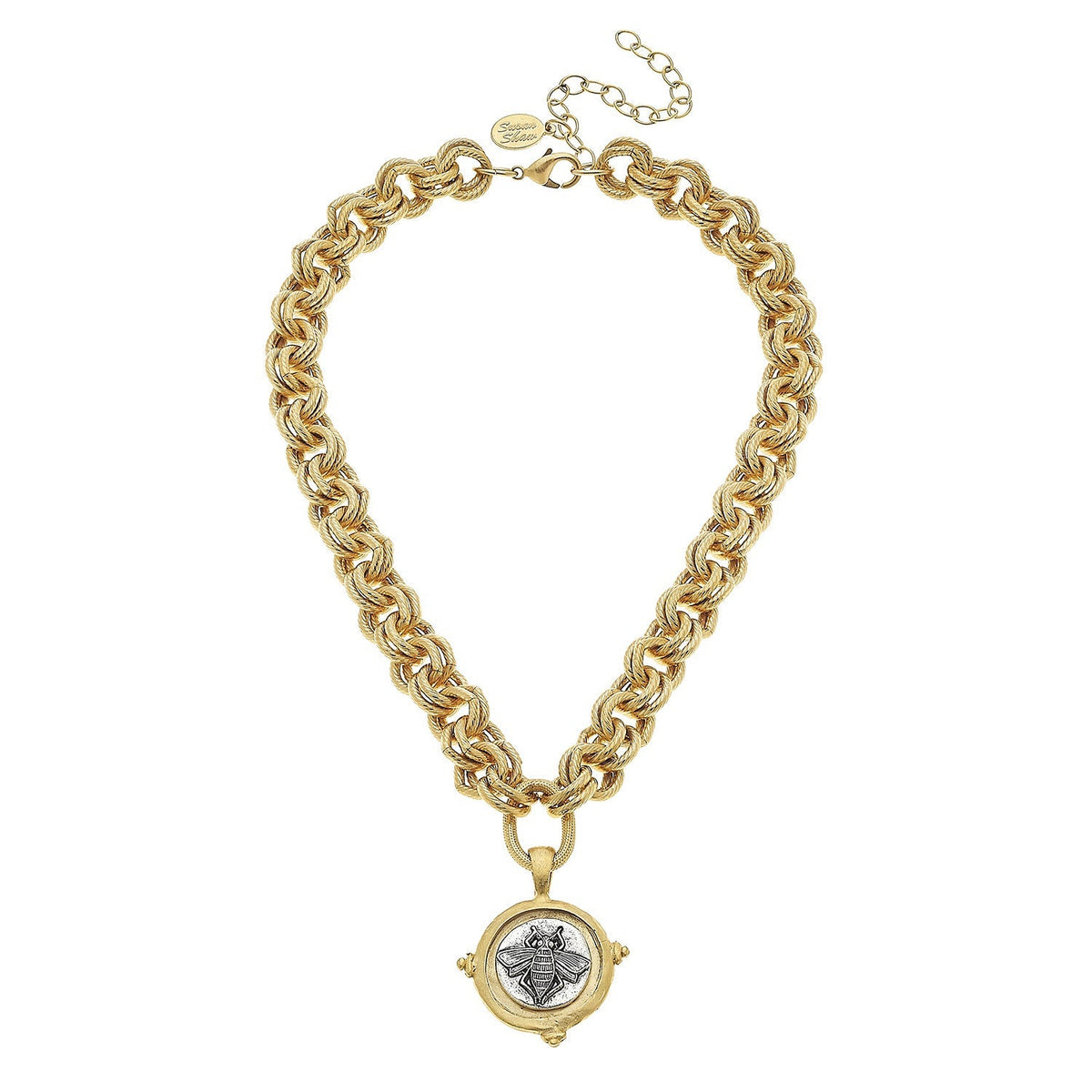 Mixed Metal Queen Bee Intaglio Necklace