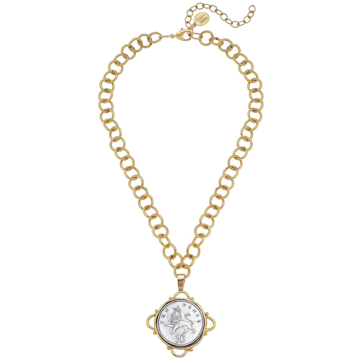 Mixed Metal Pence Coin Chain Necklace