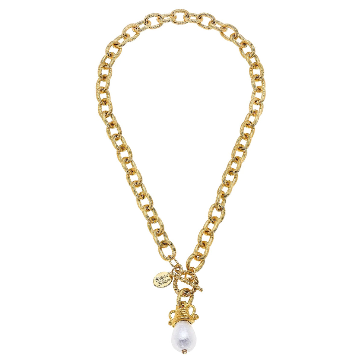 Cotton Pearl Wired Toggle Necklace