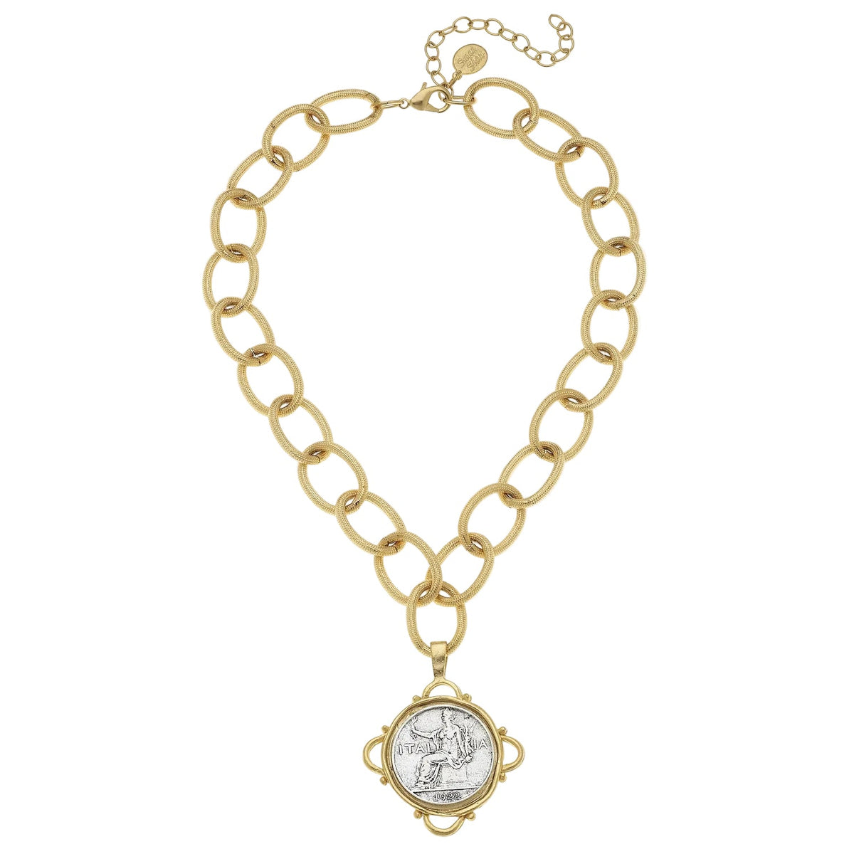 Italian Coin Pendant Chain Necklace