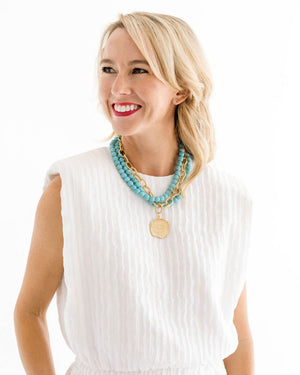 Multi Strand Turquoise + Coin Necklace