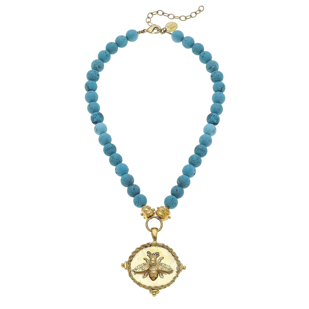 Matte Turquoise Bee Pendant Necklace
