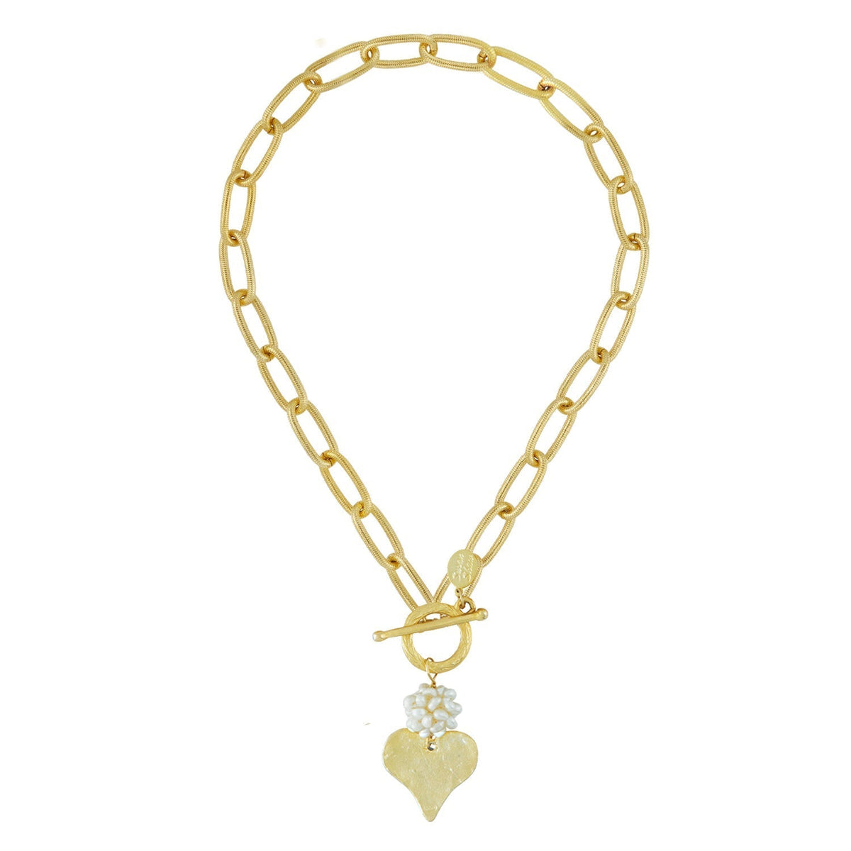 Pearl Cluster + Heart Toggle Necklace