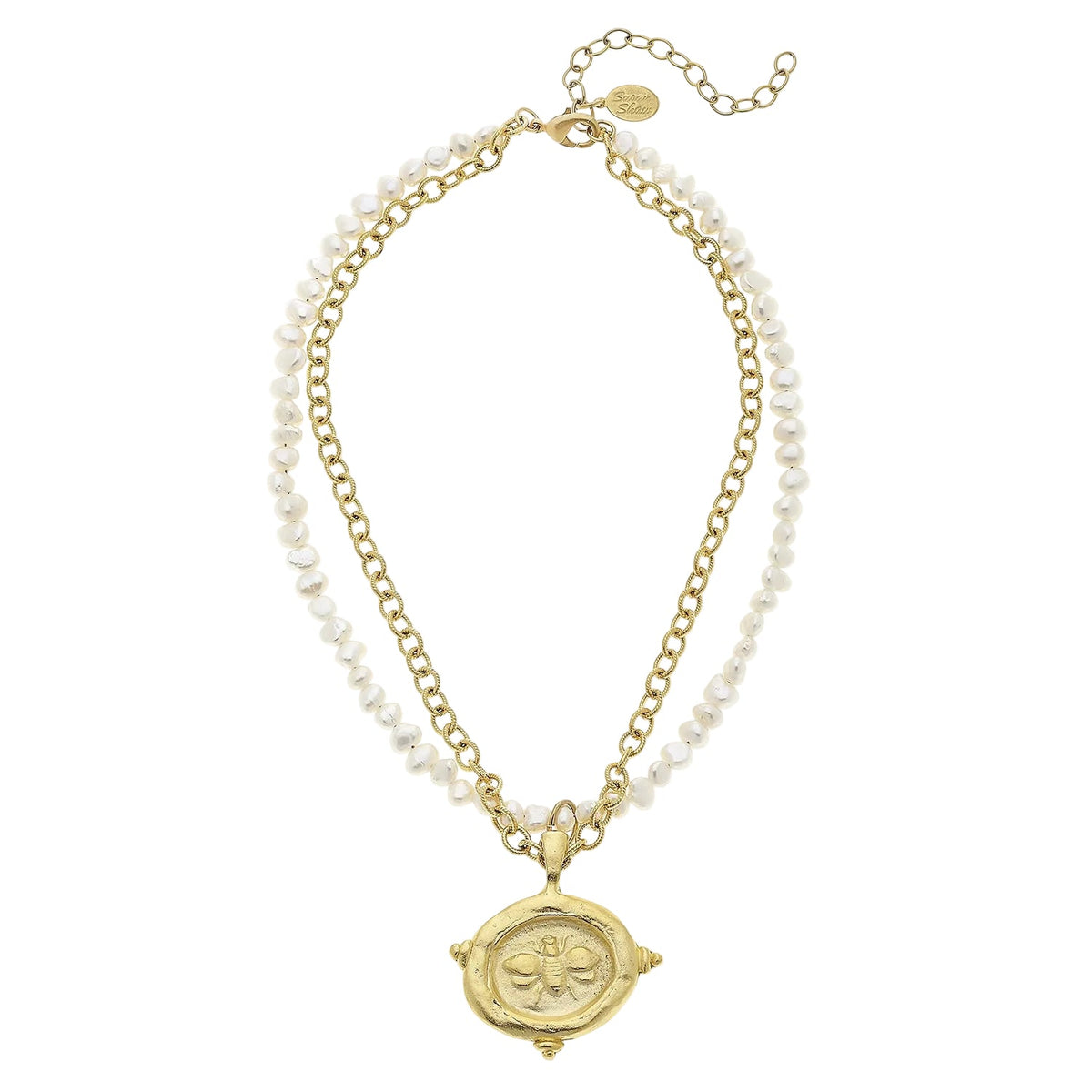 Bee Intaglio & Freshwater Pearl Necklace