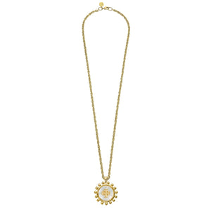 Long Mother of Pearl Jerusalem Cross Necklace