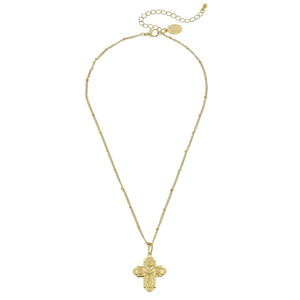 Dainty Holy Family Cross Necklace
