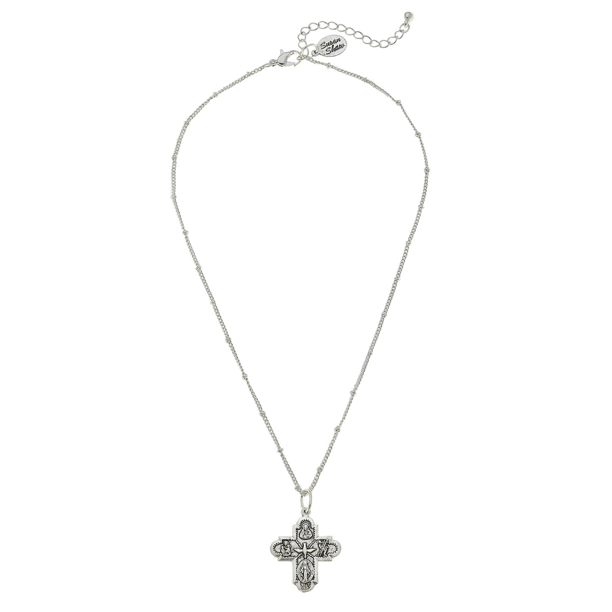Dainty Holy Family Cross Necklace