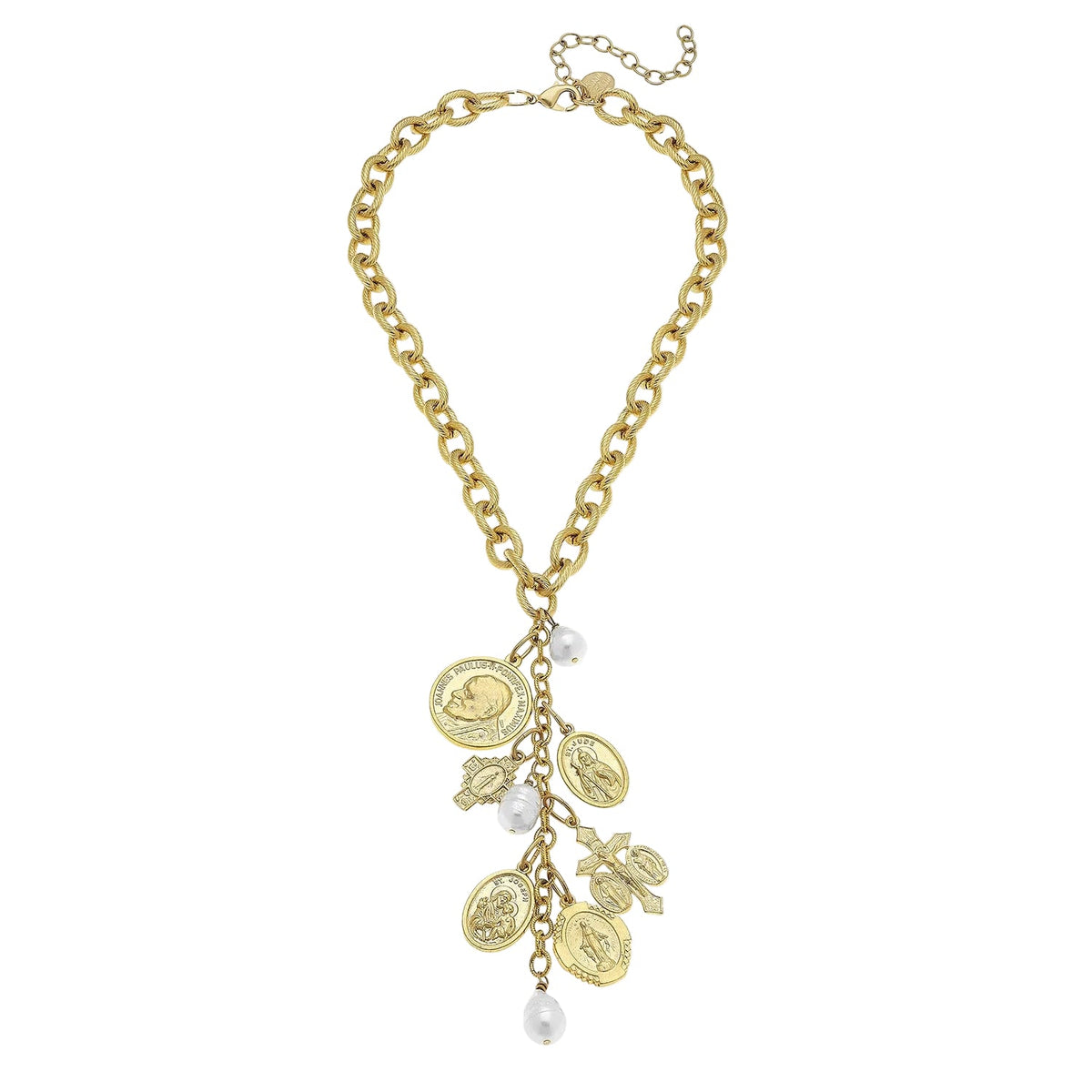 Saints Charm & Freshwater Pearl Necklace