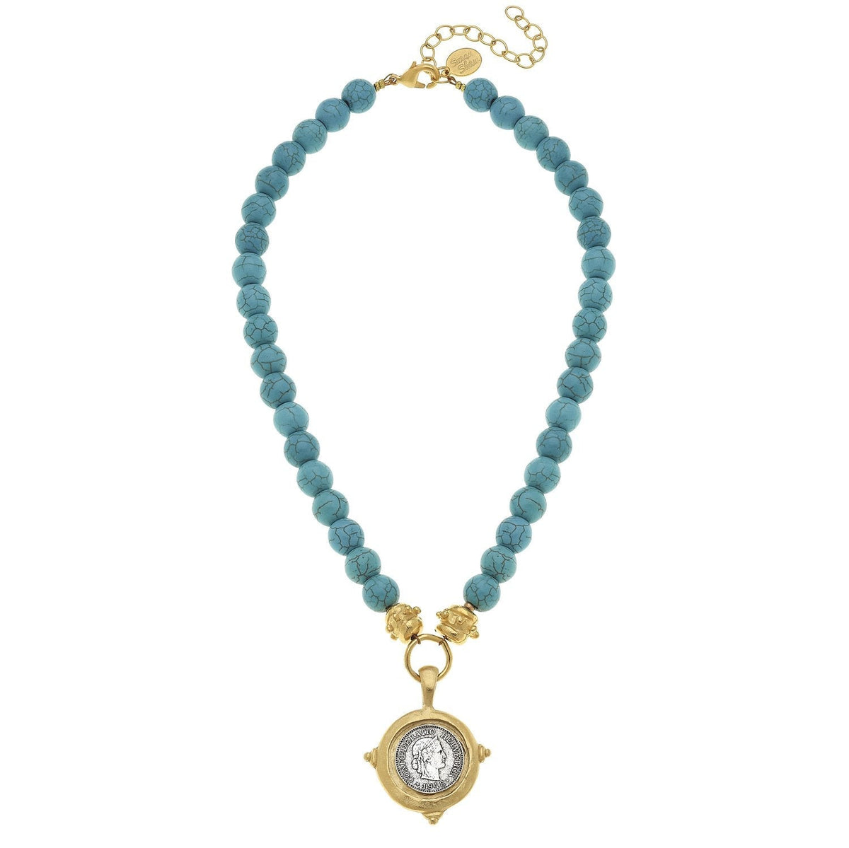 Coin Intaglio Turquoise Necklace