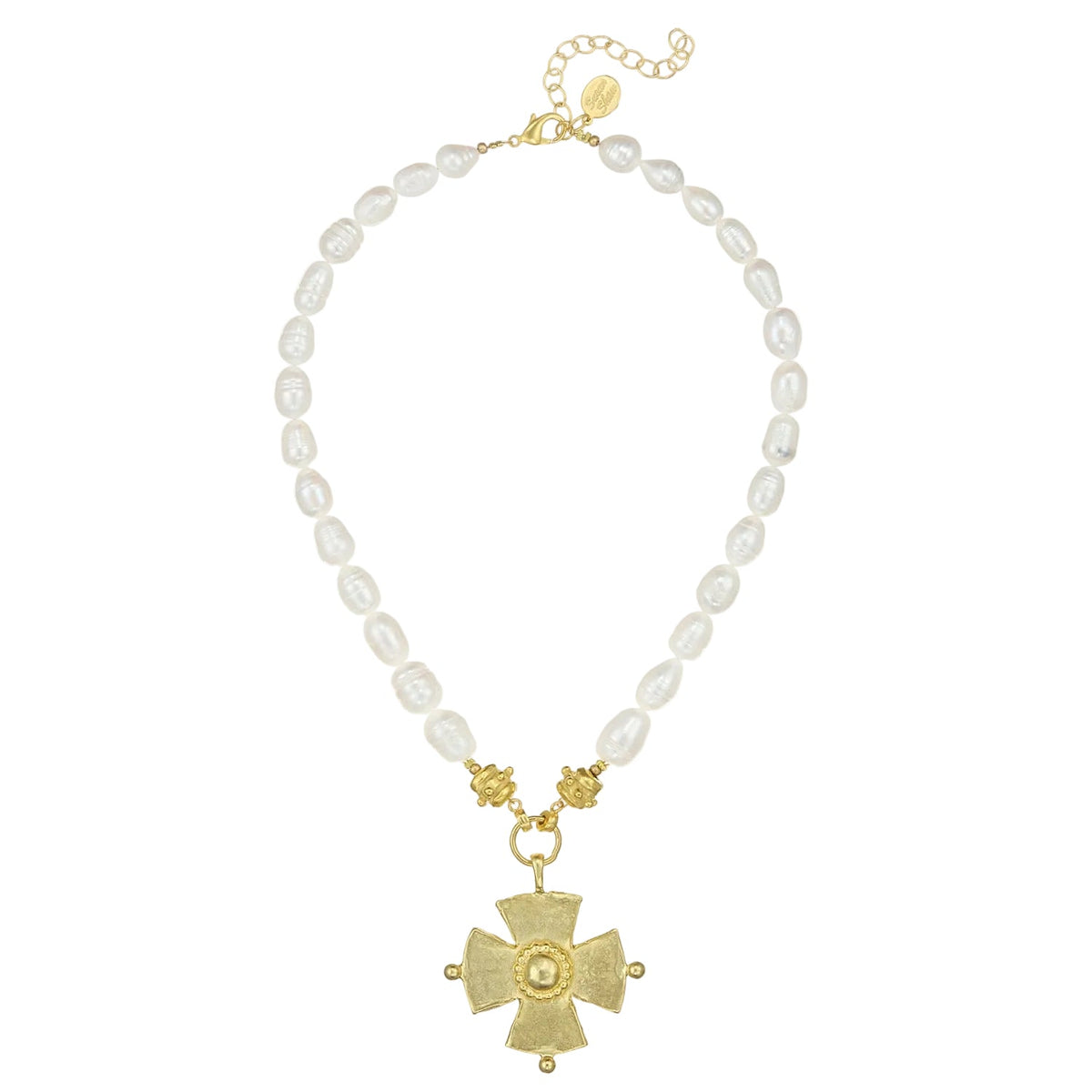 Maltese Cross Pearl Necklace
