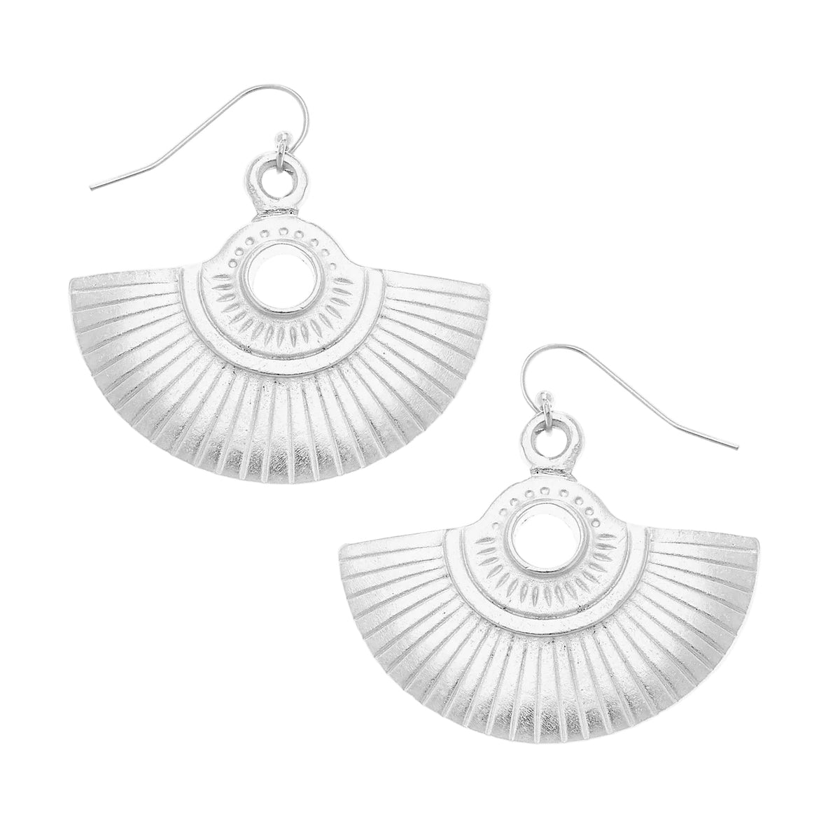Silver Deco Fan Earrings