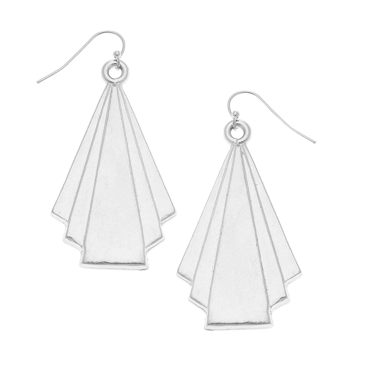 Silver Deco Triangle Earrings