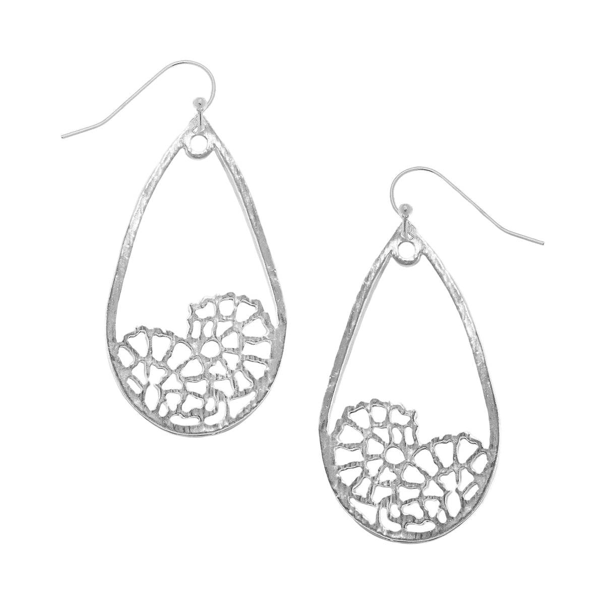 Silver Teardrop Filigree Earrings