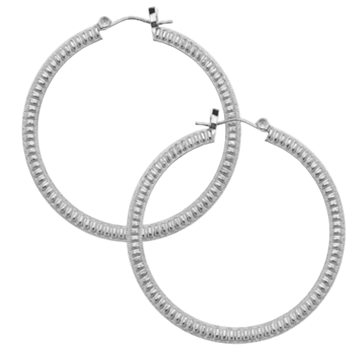 Silver Textured Hoop Earrings