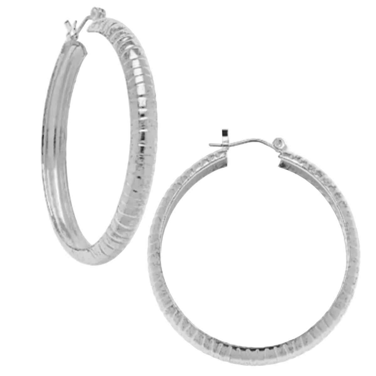 Silver Criss Cross Hoops