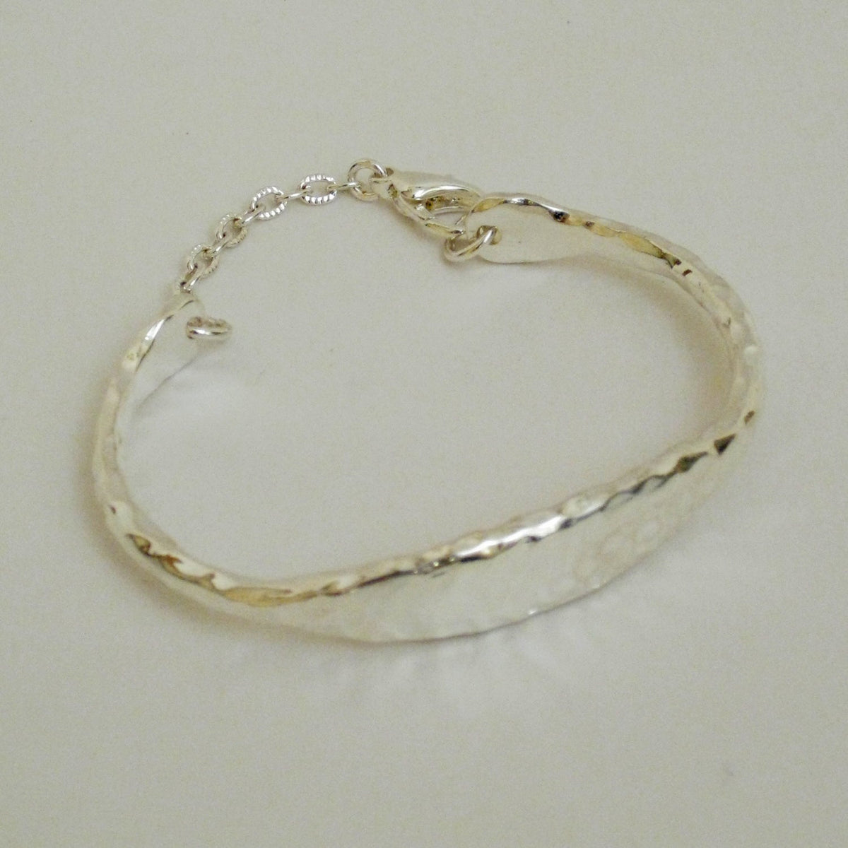 Silver Thin Hammered Bracelet