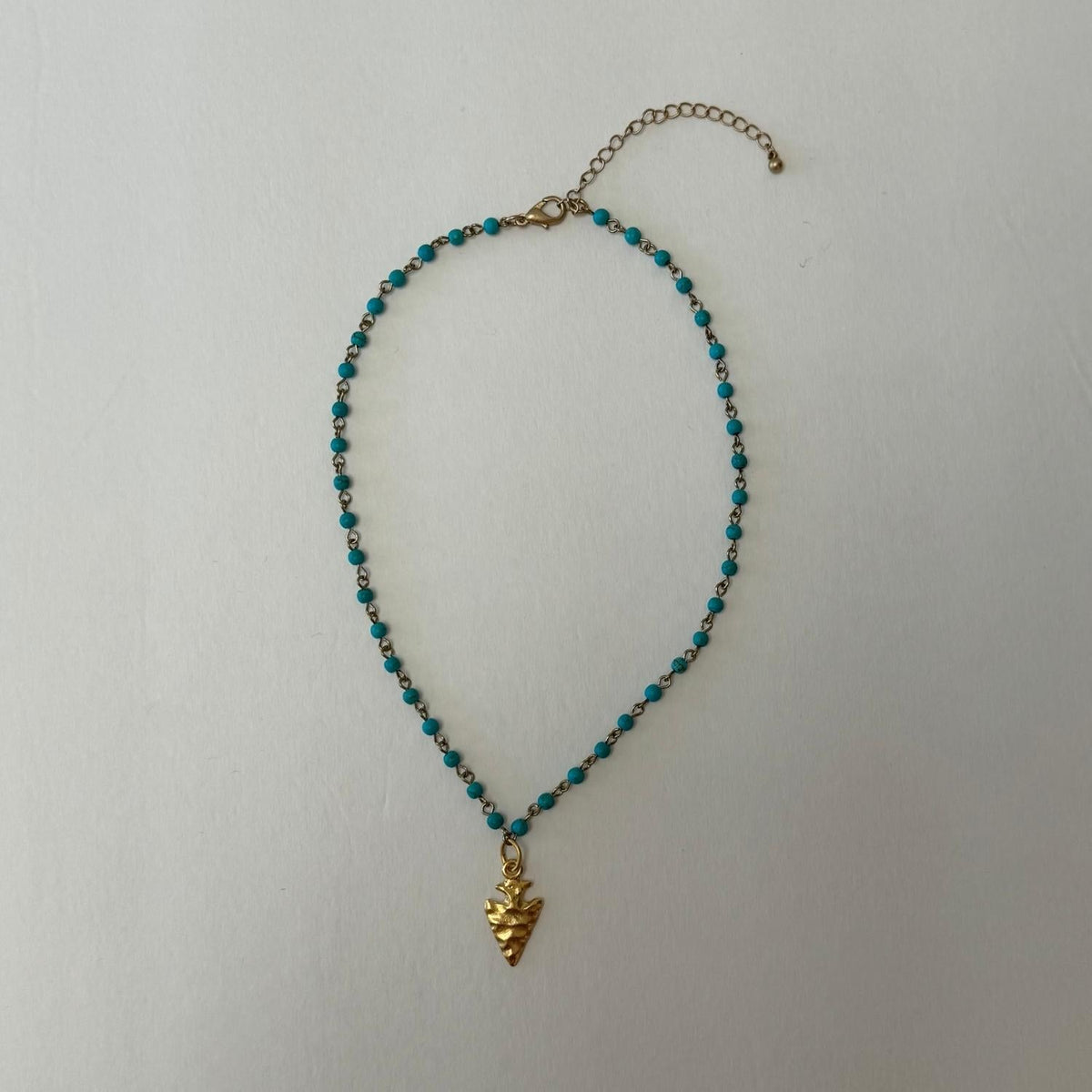 Gold Arrowhead Turquoise Linkage Necklace