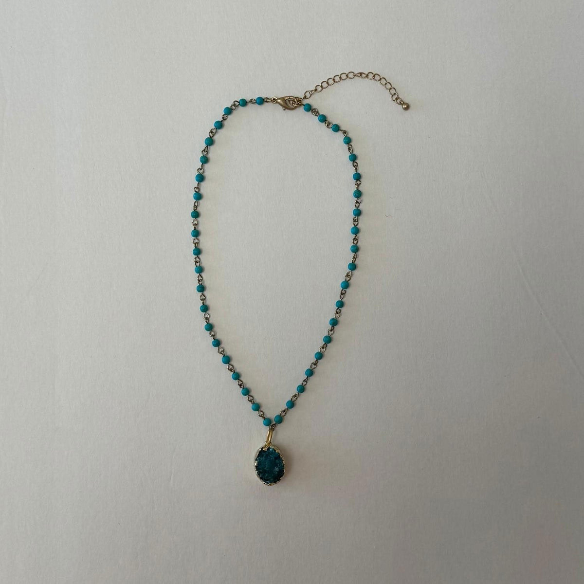 Gold Aqua Druzy Turquoise Linkage Necklace