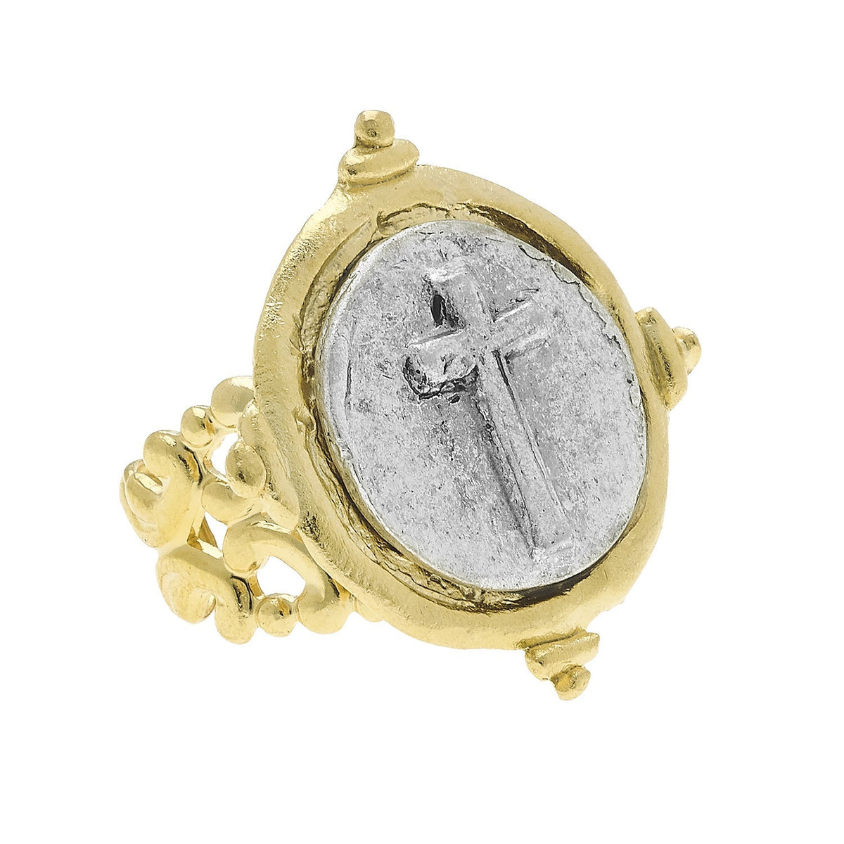 Mixed Metal Cross Ring