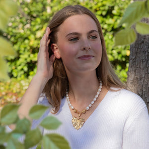 Lily Pad Pearl Necklace