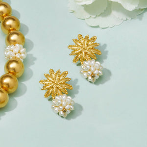 Starburst & Pearl Cluster Earrings