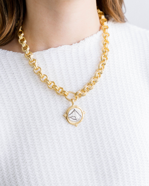 Mixed Metal Intaglio Necklace