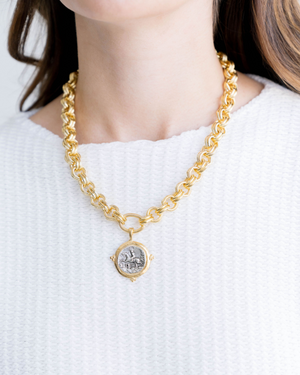 Mixed Metal Equestrian Intaglio Necklace