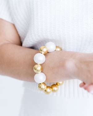 Gold + Cotton Pearl Bracelet