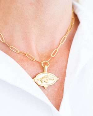 Wild Boar Intaglio Paperclip Necklace