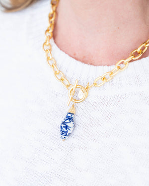 Blue & White Ginger Jar Toggle Necklace