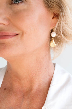 Coin Pearl Oyster Drop Earrings