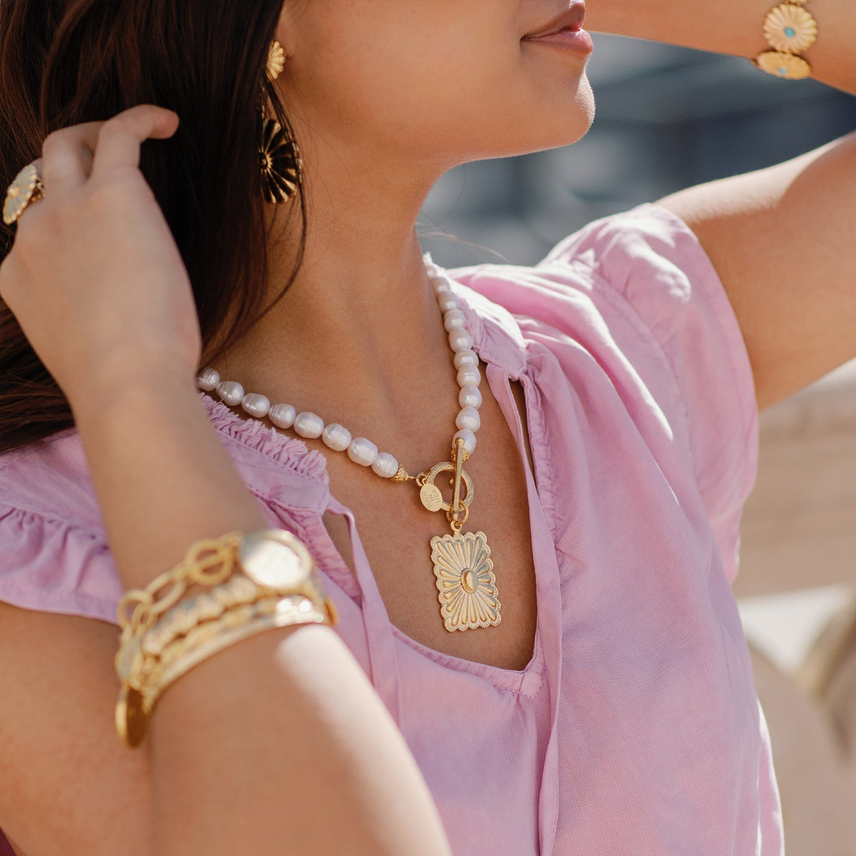 Jane Rectangle Pearl Necklace