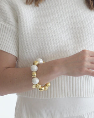 Gold + Cotton Pearl Bracelet