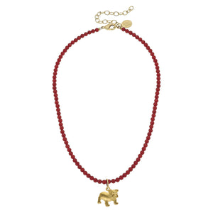 Alys Bulldog Red Coral Necklace