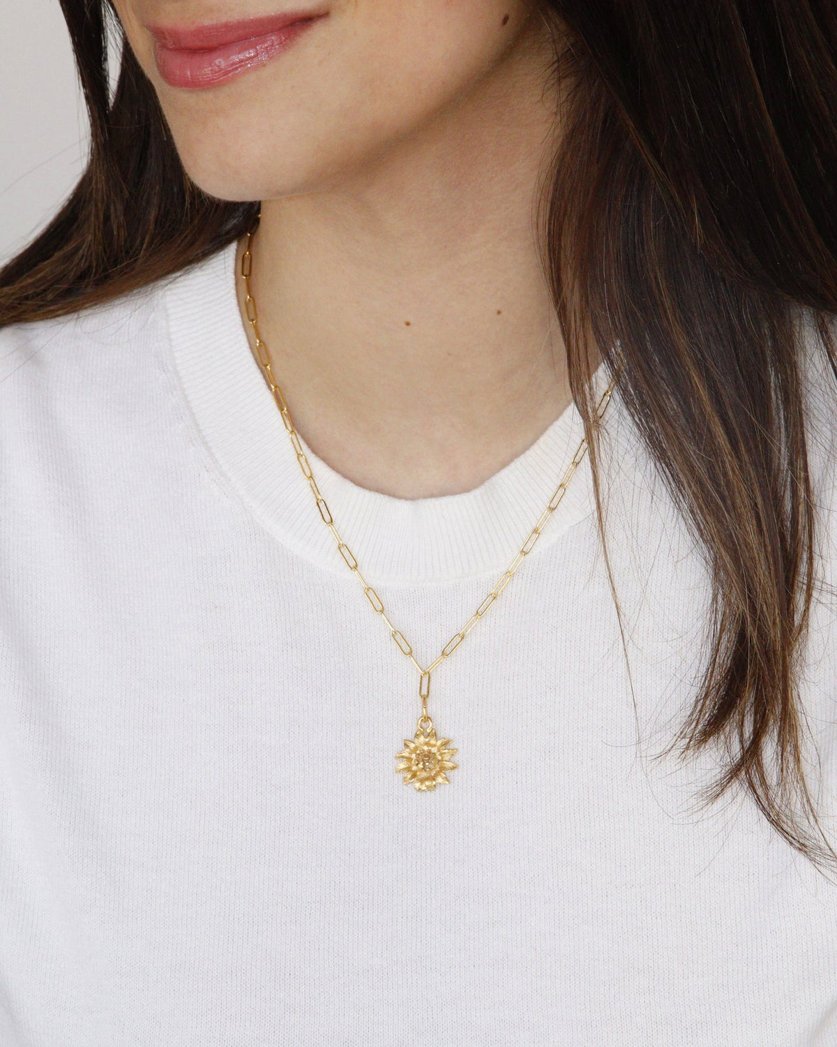 Sunflower Paperclip Necklace